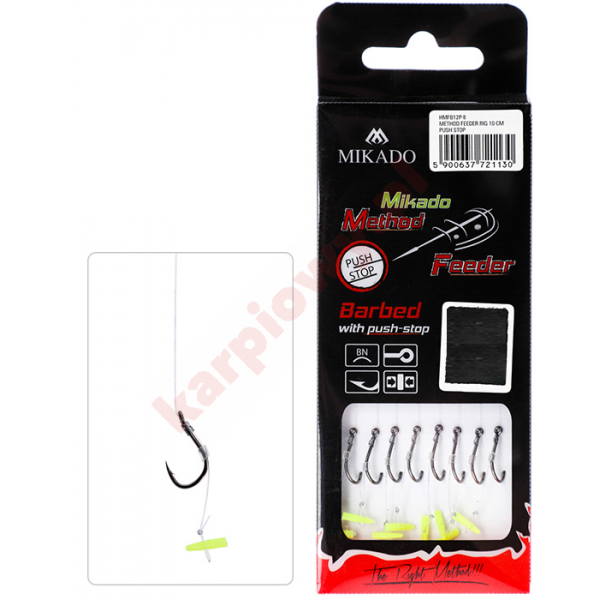 Przypon Method Feeder - Z Push Stopem - Hak z Zadziorem nr 10 /Żyłka: 0.23mm/10cm - op.8szt.