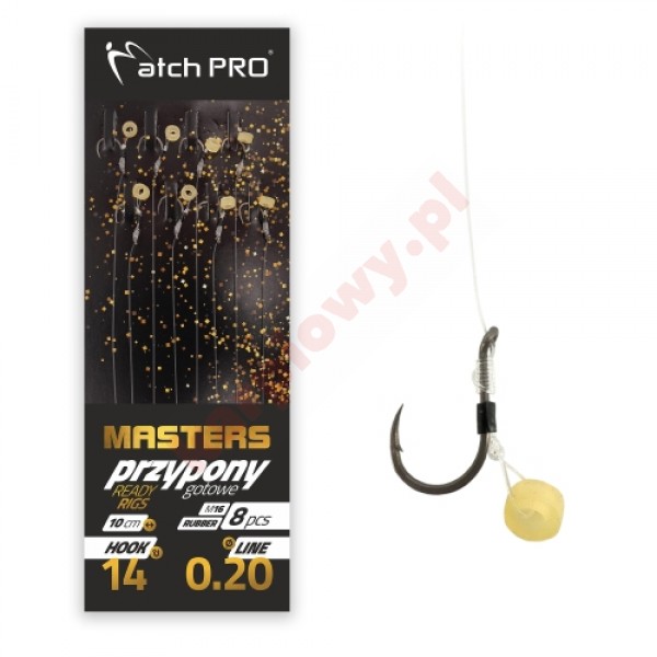  Przypony METHOD FEEDER MASTERS RUBBER M16 Barbed 8szt nr16/0,20mm