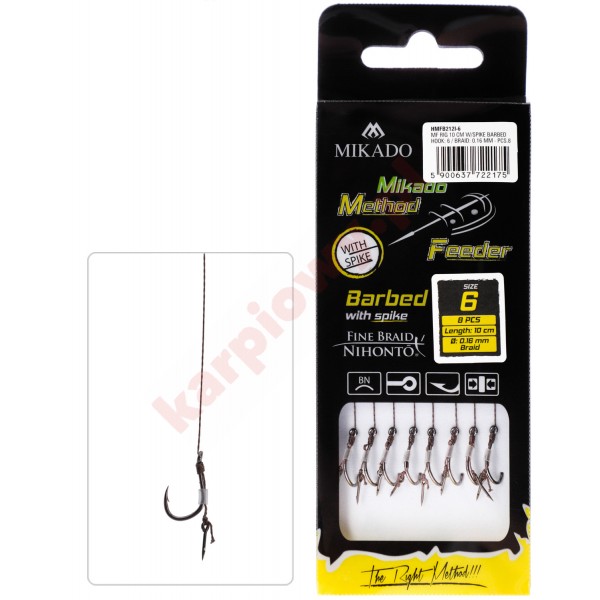 Przypon Method Feeder- z Igłą- hak z zadziorem nr 12 / plecionka: 0.12mm/10cm - op.8szt.