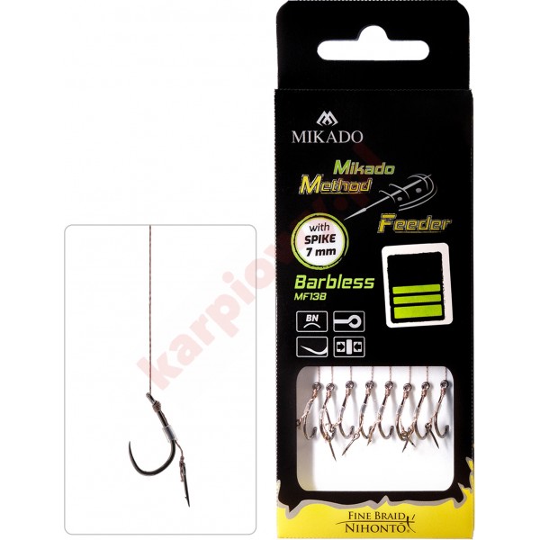 PRZYPON MF - Z IGŁĄ - hak bez zadziora nr 6 DB / plecionka: 0.12mm/10cm - op.8szt.