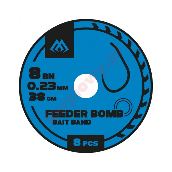 PRZYPON FEEDER BOMB - Z GUMKĄ - hak bez zadziora nr 8 / żyłka: 0.23mm/38cm - op.8szt.