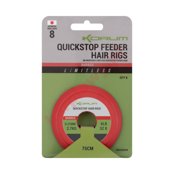 Gotowe Przypony Limitless Quickstop Feeder Hair Rigs #10, Ø0,23mm, 8lbs, 1,5g, 8 pcs