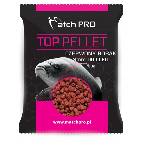 Pellet czerwony robak drilled  8mm 700g 