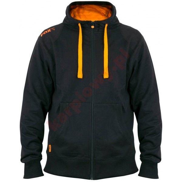 Black & Orange Lightweight Zipped Hoody - Large