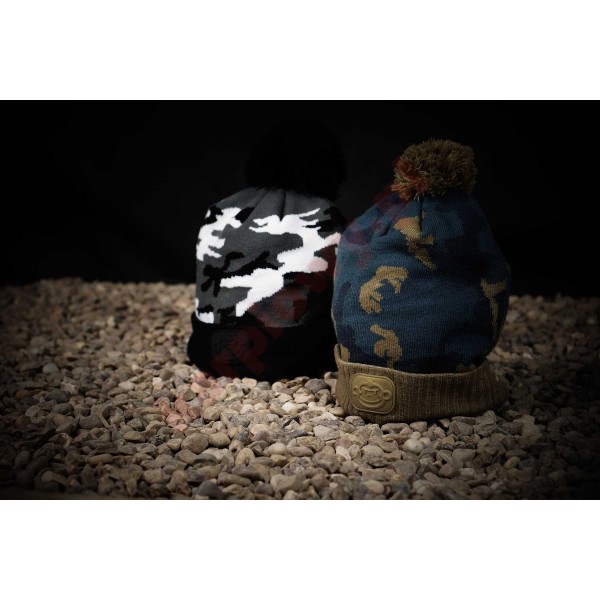 Czapka camo bobble hat - black/white 
